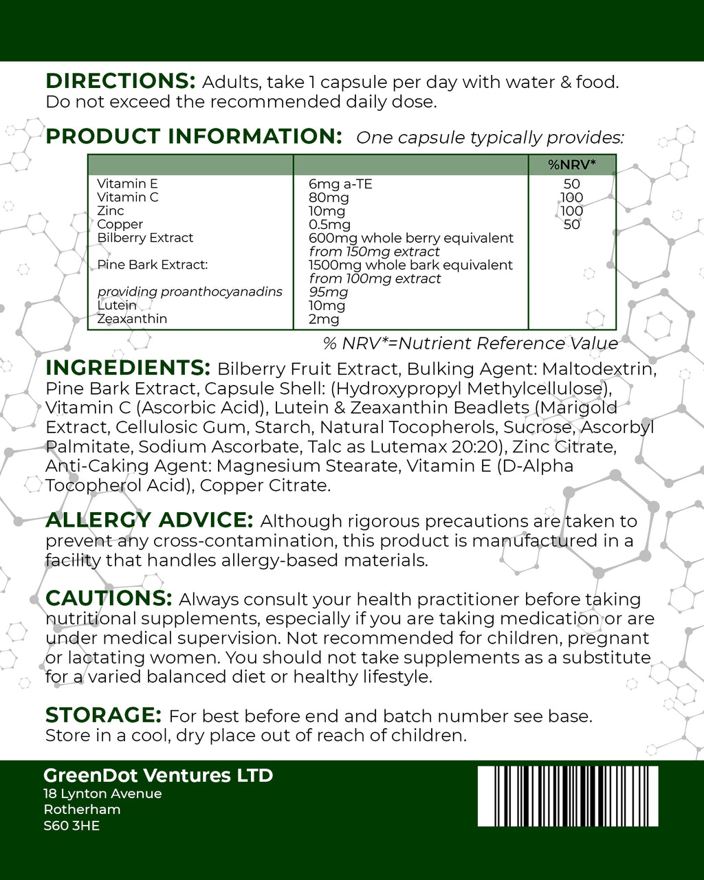 Eye Support Complex | 60 Capsules | Vision & Long-Term Eye Health